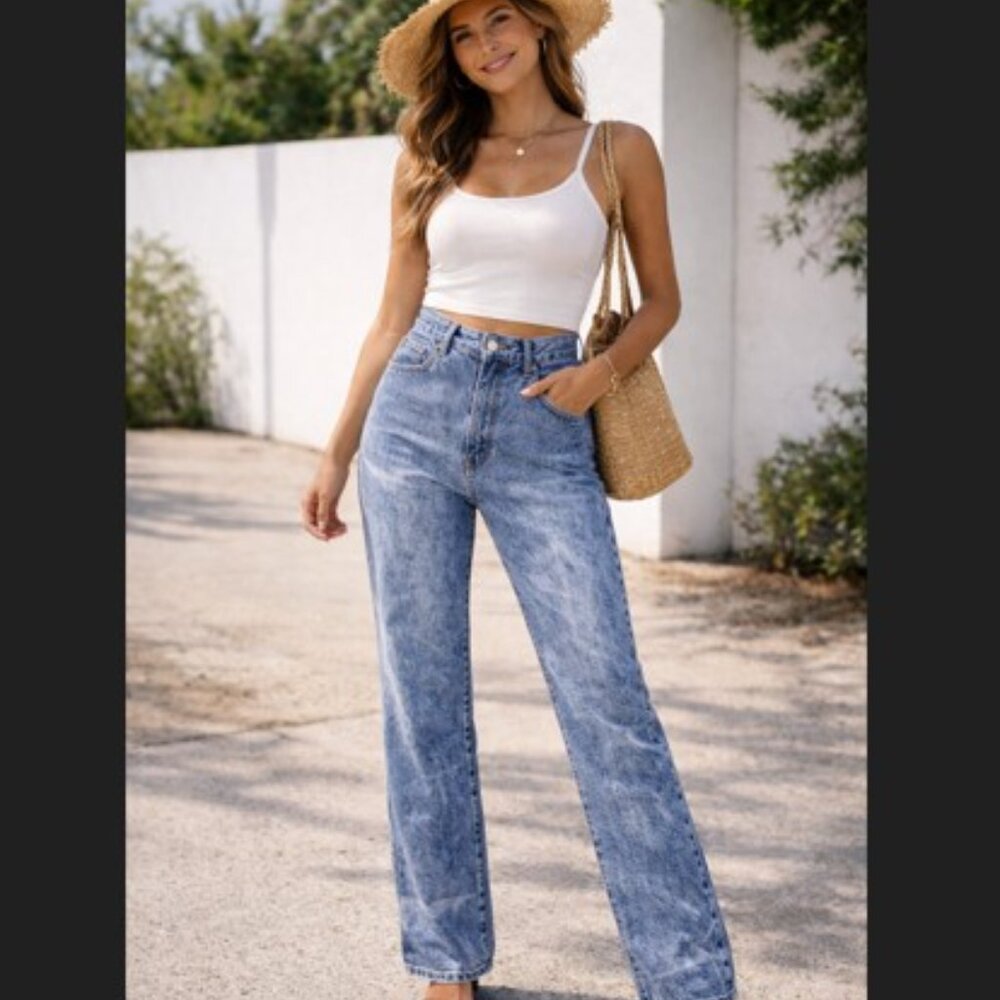 Calvin Klein 90s Vintage Acid Wash High Waist Straight Jeans 28x30 Retro